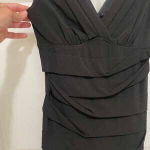 Connected Apparel Black Sleeveless Tiered V-Neck Sheath Dress Womens Size 6 NWT